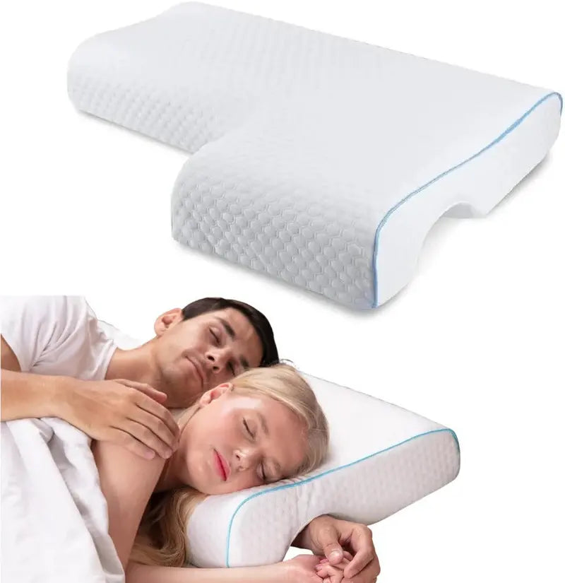 OrthoCuddle Couple Pillow  Memory Foam Arm Tunnel Design for Shared Comfort