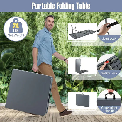 6-Foot Heavy-Duty Plastic Folding Table  350 lb Capacity, HDPE Top for Outdoor Use