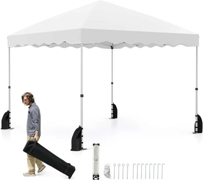 10′ x 10′ Instant-Setup Canopy Tent with Rolling Carry Bag for Easy Transport