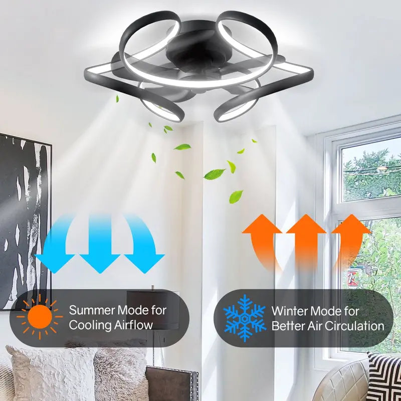 Surnie Ceiling Fan with Light Remote 6 Speeds 3 Colors for Living Room Bedroom Kitchen