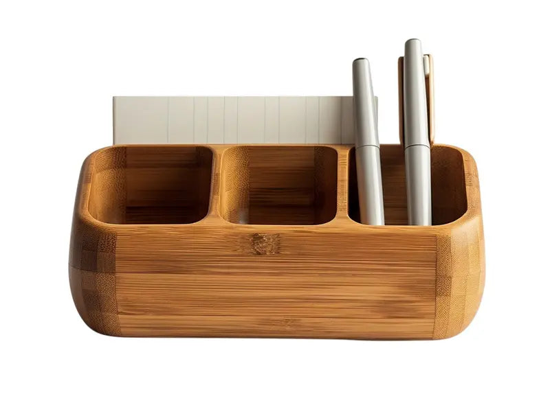 Aerovyn Bamboo Desktop Organizer  Minimalist Wooden Stationery & Office Supply Tray