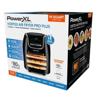 PowerXL Vortex Air Fryer Pro Plus  10-Quart Capacity, 1700W Rapid Air Technology, Multi-Cook Functionality