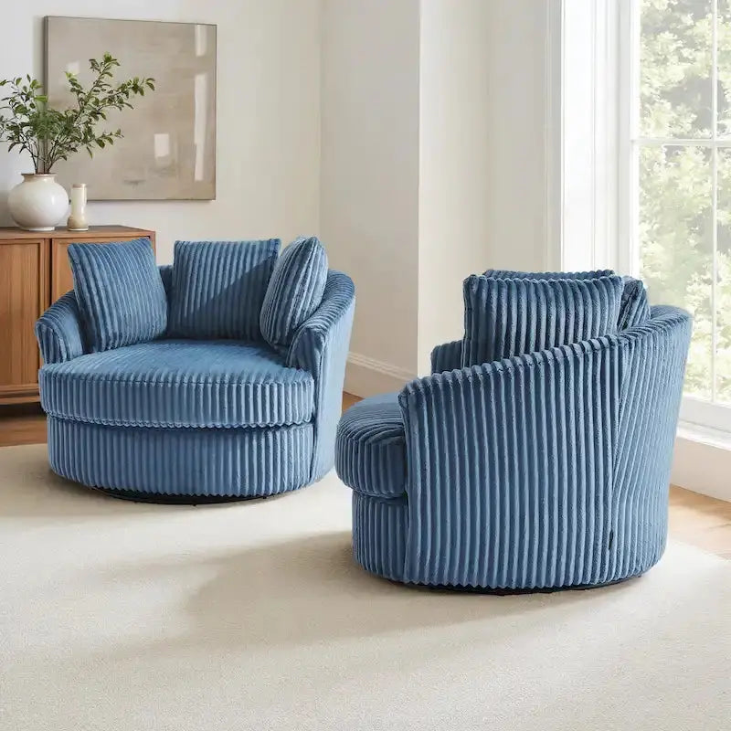 DREAMSIDEA Recessed-Arm Swivel Barrel Chairs  Slipcovered 2-Pack Set