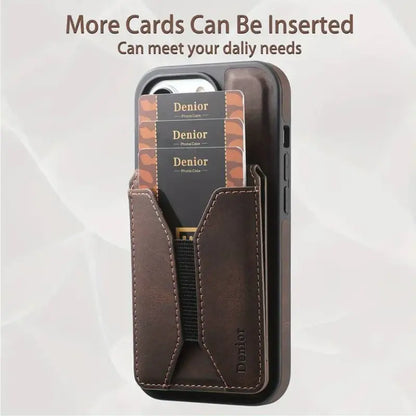 Magnetic Leather Wallet Case for iPhone  MagSafe Compatible with Card Slot