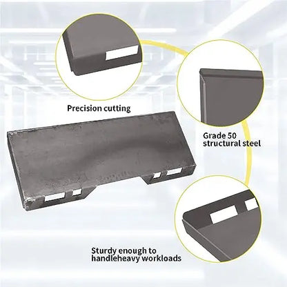 1/2  Skid Steer Mount Plate Quick Tach Attachment Loader Plate Compatible with Bobcat Kubota