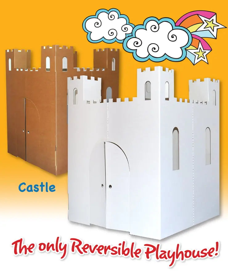 Easy Playhouse Castle Cardboard Playhouse for Indoor and Outdoor Use, Children Age 3+