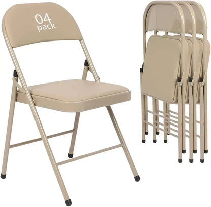 Set of Six Black Folding Chairs ¡ª Leather-Upholstered Event Seating for Weddings, Offices &amp; Gatherings
