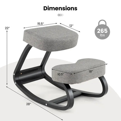 Ergonomic Kneeling Office Chair  Upright Posture Support with Cushioned Seat and Knee Pads (Gray/Black)