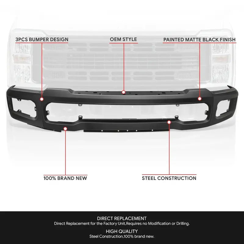 Modular Front Bumper for 20232026 Ford F-250/F-350 Super Duty  Includes Parking Sensor Holes