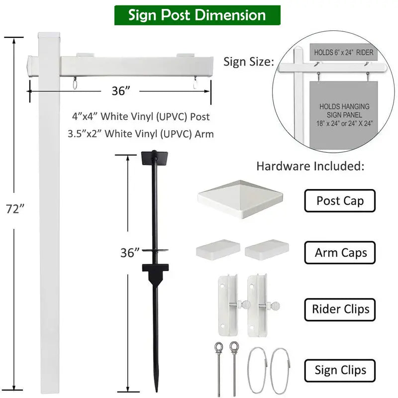 6-Foot Vinyl UPVC Real Estate Sign Post for Yard Displays and Open House Signs