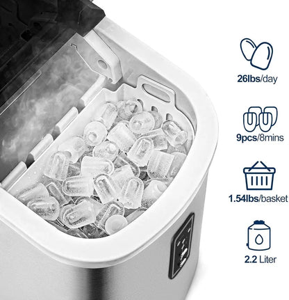 EUHOMY Nugget Ice Machine — 34 lbs/Day Portable Countertop Model with Removable Lid