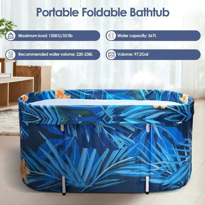 De-Stress Portable Folding Soaking Tub  Large Adult Bathtub for At-Home Relaxation (2023 Model)