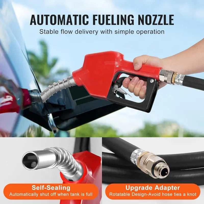 Red 48-Gallon Dual-Fuel Transport Tank  12V Electric Pump, 10.6 GPM Transfer Rate, Heavy-Duty Hose &amp; Auto Fueling Nozzle