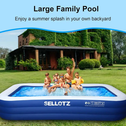 Extra-Large Family Inflatable Pool for Kids & Adults  120″ x 72″ x 22″, Heavy-Duty Backyard Swimming Pool for Summer Play