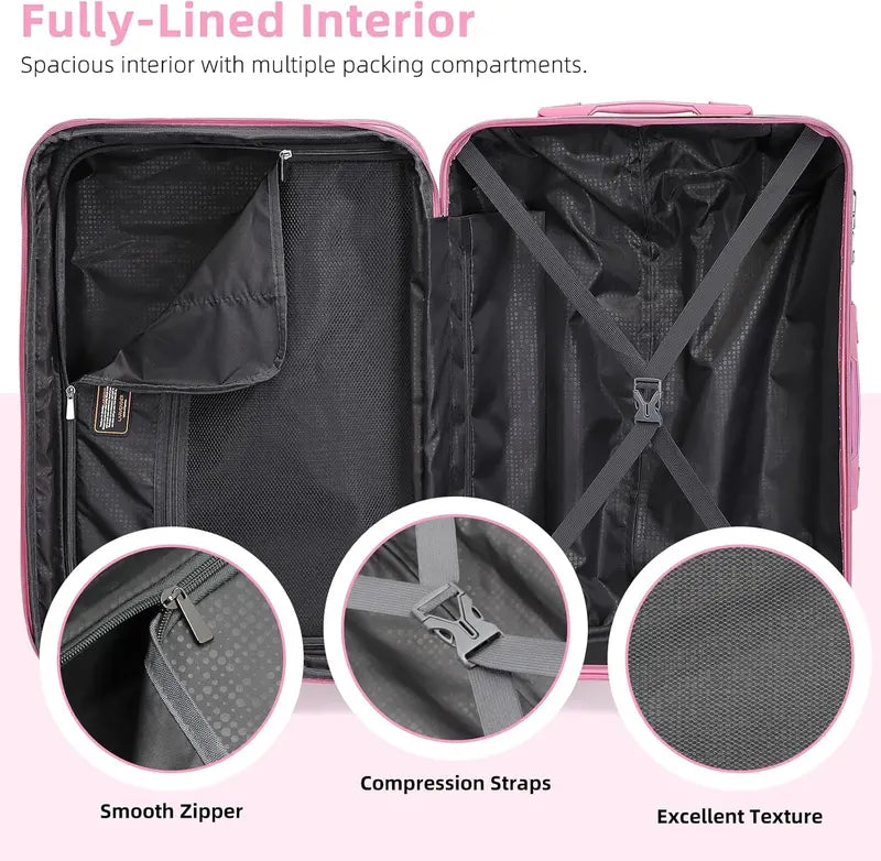 6-Piece Expandable Rolling Luggage Set  Lightweight Hardshell Suitcases with Smooth-Spinning Wheels & Modular Packing Options