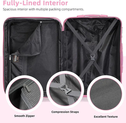 6-Piece Expandable Rolling Luggage Set  Lightweight Hardshell Suitcases with Smooth-Spinning Wheels & Modular Packing Options
