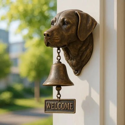 Welcome Bell Shepherd Bronze Wall Chime  Elegant Canine-Themed Entryway Accent