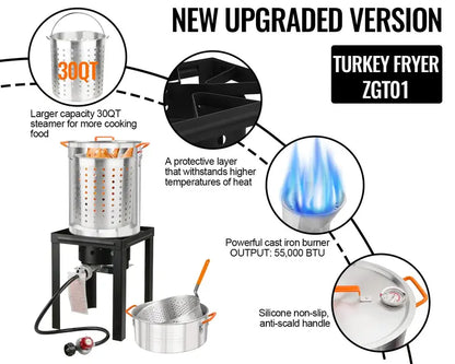 Worcest Outdoor Deep Fryer Kit with Turkey Fryer Pot and Seafood Boiling Accessories