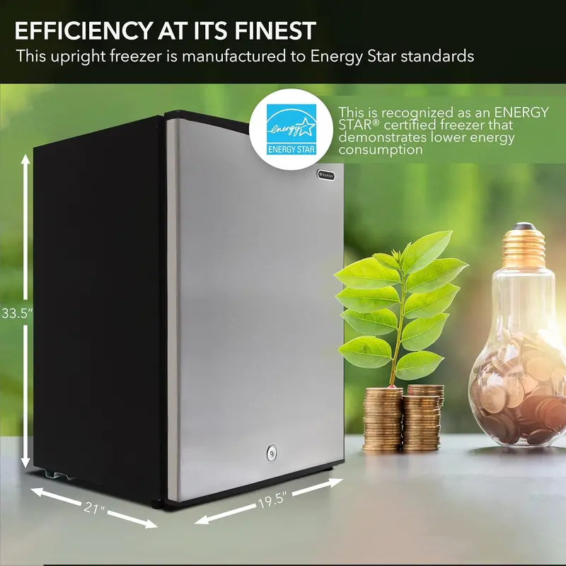 Whynter 1.1 Cu. Ft. Energy Star Upright Mini Freezer  Compact Stainless Steel Unit with Lock (CUF-112SS)