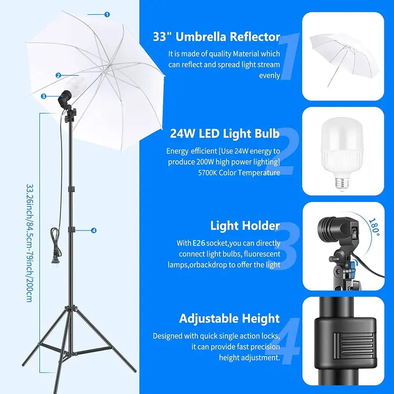 NEEWER Professional Photography Lighting Kit  Includes Softbox Lights, Light Stands, and Collapsible Backdrops
