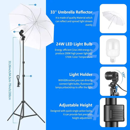 NEEWER Professional Photography Lighting Kit  Includes Softbox Lights, Light Stands, and Collapsible Backdrops
