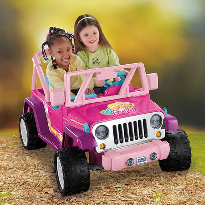 Power Wheels Barbie Jammin’ Jeep Wrangler  Ride-On Vehicle for Kids with Realistic Styling & Sounds