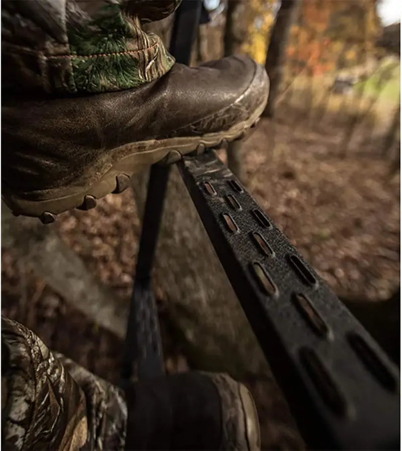 Hawk Denali 18′ 2-Man Treestand with Mesh Seats, Safe-Tread Steps & Kick-Out Footrests