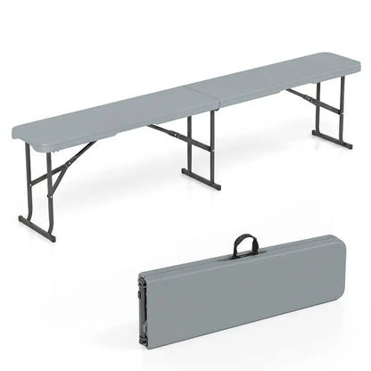 Lightweight Folding Bench  6-Foot Plastic Portable Seat with Carry Handle for Outdoor Use