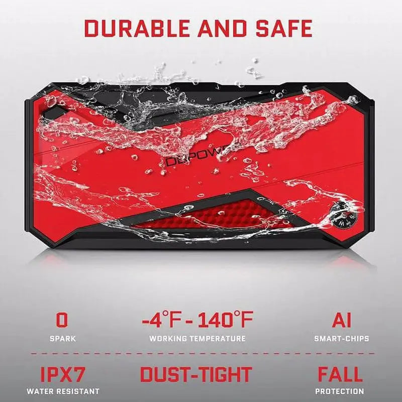 Peak 1600A Portable Car Jump Starter  18000mAh, LCD Display, Smart Clamps, Diesel/Gas Compatible