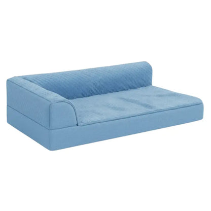 L-Shaped Memory Foam Pet Bed with Contoured Bolster and Easy-Care Removable Cover