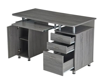 48″ Rectangular 3-Drawer Gray Computer Desk with Keyboard Tray
