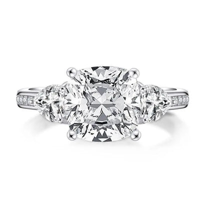 Cushion-Cut Center Stone Engagement Ring with Classic Prong Setting