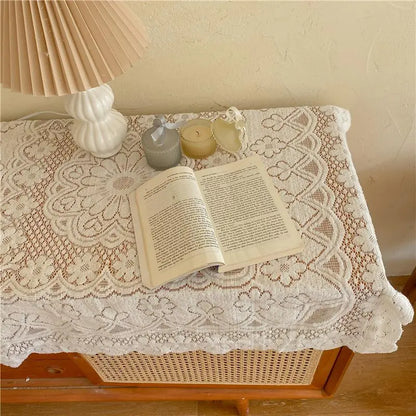 Minimalist Korean Sweet-Style Lace Table Cover for Round and Rectangular Tables