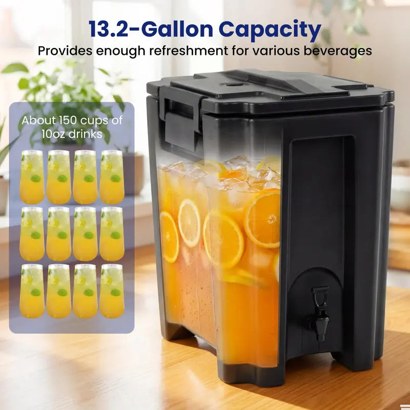 13.2-Gallon Insulated Beverage Dispenser for Parties & Events