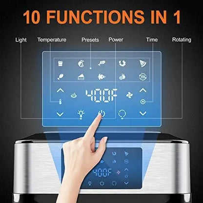 20-Quart 10-in-1 Air Fryer Toaster Oven  1800W Convection Oven with Rotisserie, Dehydrator, ETL Certified