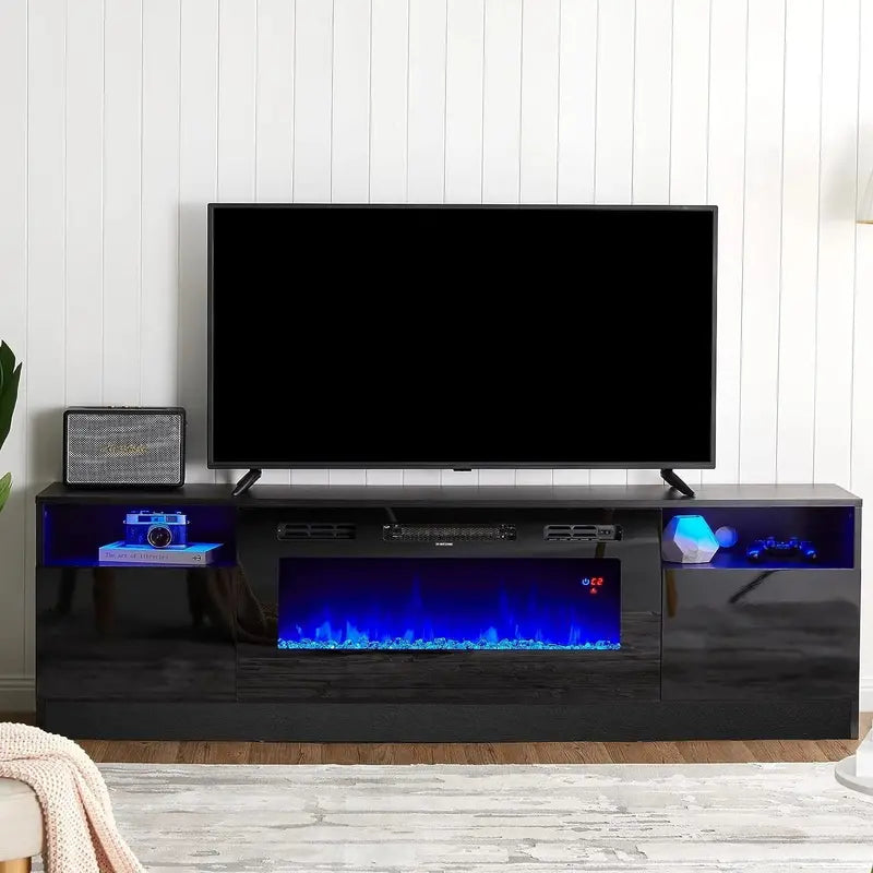 Amerlife Electric Fireplace TV Stand  36″ Flame Effect Entertainment Center with LED Lighting