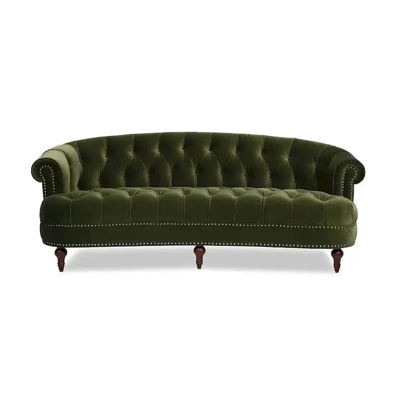 La Rosa 84″ Mid-Century Velvet Chesterfield Sofa  Tufted Upholstered Sectional Couch