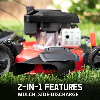 144cc 21-Inch Gas-Powered Lawn Mower  All-Terrain 4-Stroke Engine with Side-Discharge & Mulching, 6-Position Height Adjustment