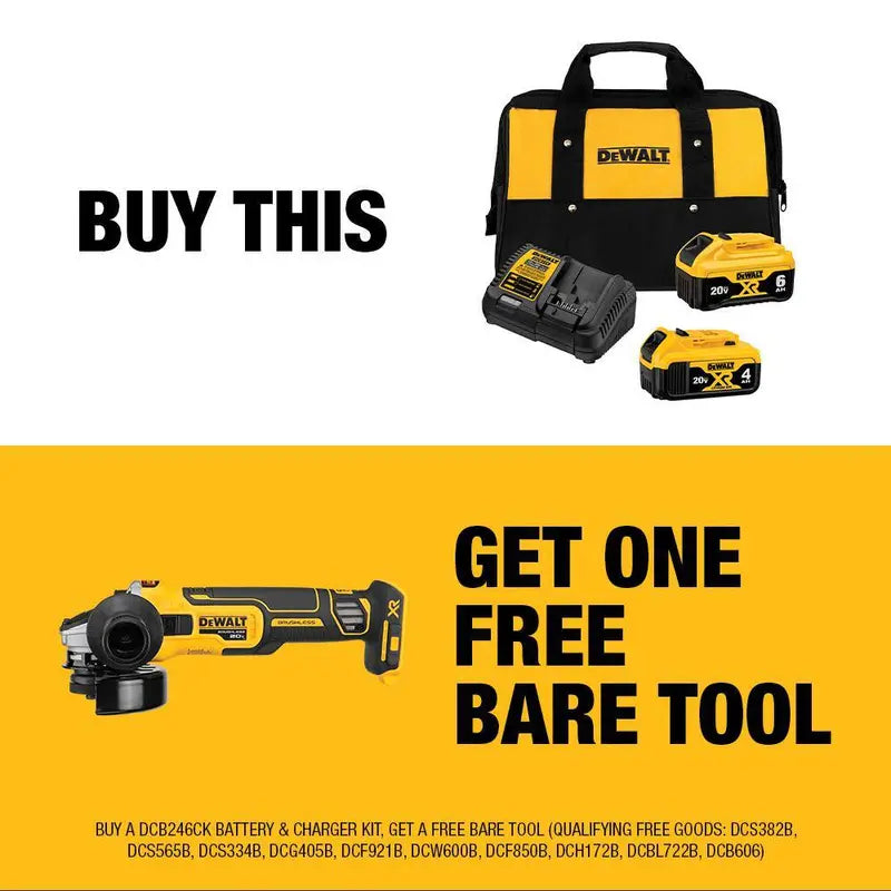20V MAX XR 4-1/2 in. Cordless Angle Grinder with 6Ah & 4Ah Batteries  DCB246CKWCG405B