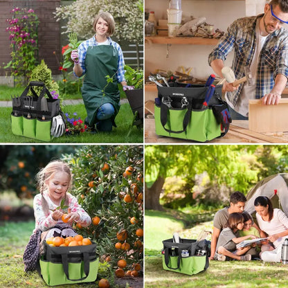 WORKPRO Heavy-Duty Stand-Up Garden Tote Bag  10 Organized Pockets & Adjustable Strap