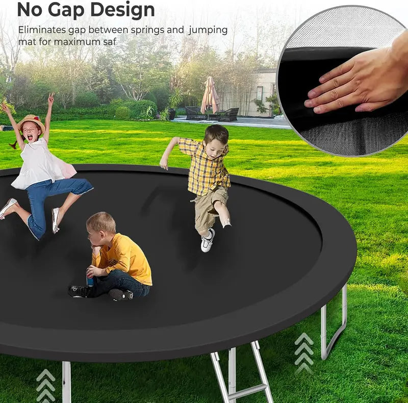 16-Foot Upgraded Trampoline with Enclosure Net and Adjustable Basketball Hoop