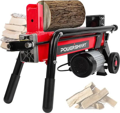 7-Ton Electric Log Splitter  Horizontal Full-Beam Design, 3500 RPM Motor, Steel Wedge for Firewood