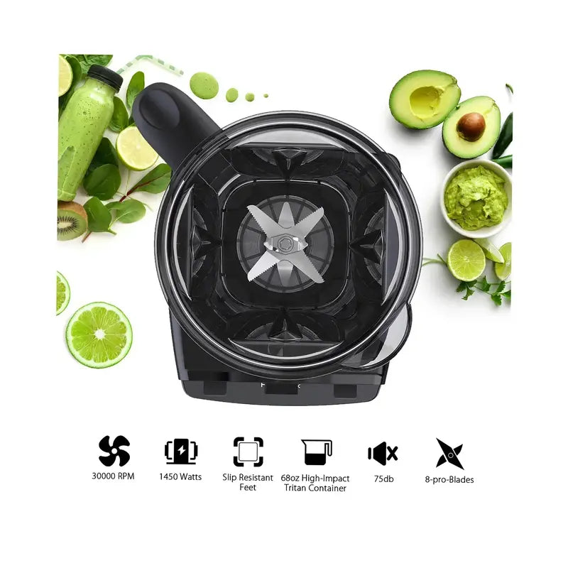 Professional 1450W Blender with 68 oz Total Crushing Pitcher  Dishwasher-Safe, Heavy-Duty Motor for Smoothies, Soups, and Nut Butters, Black