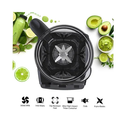 Professional 1450W Blender with 68 oz Total Crushing Pitcher  Dishwasher-Safe, Heavy-Duty Motor for Smoothies, Soups, and Nut Butters, Black