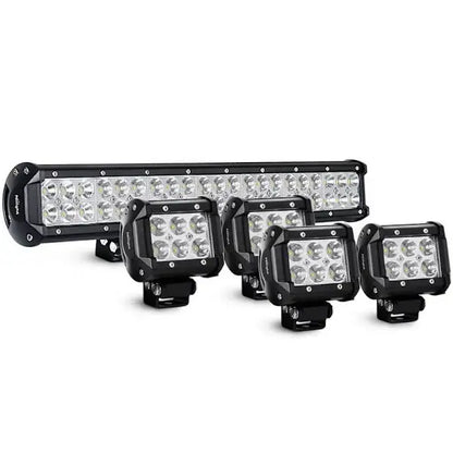 Nilight 20″ 126W Spot Flood LED Light Bar + 4x 4″ 18W Spot LED Pods