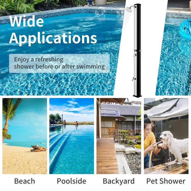 Freestanding Solar-Powered Outdoor Shower: 7.2-Foot Tall with Foot Rinse Feature