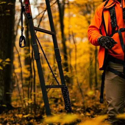 RIVERS EDGE Jumbo Jack Ladder Stand RE658  Adjustable Shooting Rail, Large Platform, Mesh Seat