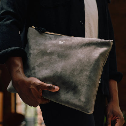Suede Flight Folio - Storm Grey