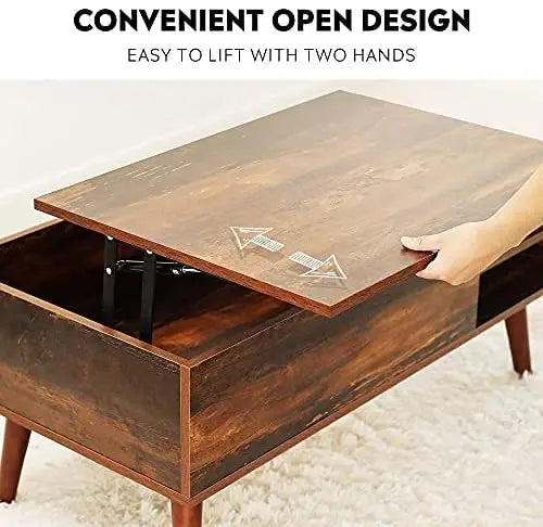 WLIVE Lift Top Coffee Table with Hidden Compartment & Adjustable Shelf  Wood, Ample Storage, Stable Mechanism