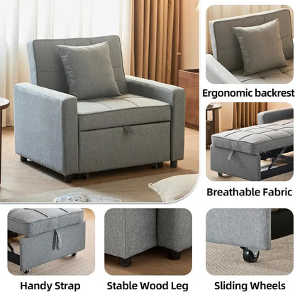 Convertible Pull-Out Sofa Chair  Space-Saving Sleeper Sofa for Small Spaces